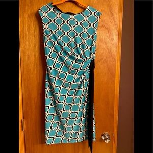 Blue and Navy Graphic Print Tank Dress w/ tie